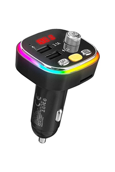 S-LINK SL-BT306 Çift USB 5V 3.1A Rainbow Işıklı LED Ekran Tf Kartlı V5.0 Blue...