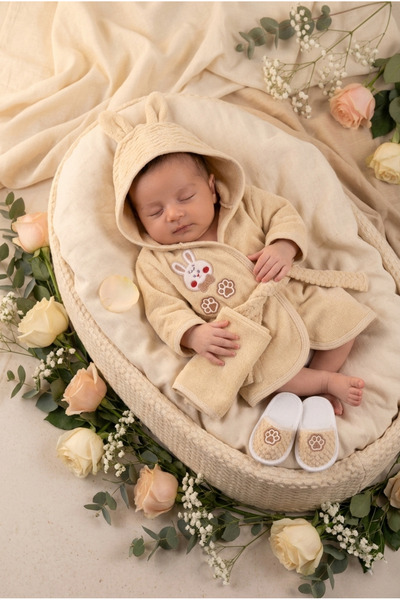 ConconBebe 100% Cotton Boxed 4 Piece Premium Bathrobe Set