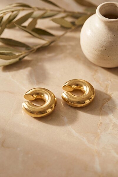 SORA GROUP ®   316L Steel Gold Color Double Earcuff Earrings