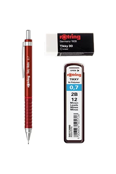 Rotring School Set Tikky Retro 0.7+Min Red with Eraser Gift