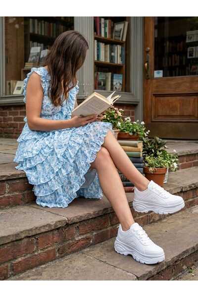 E evalupe Star Γυναικεία Casual Sneakers Παπούτσια με ψηλή σόλα και κορδόνια
