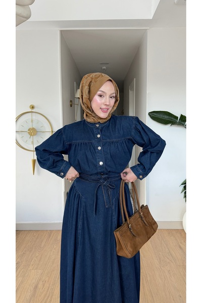 Colomer Women's Ruched Detail Shirt and Ruched Detail Skirt Denim Suit