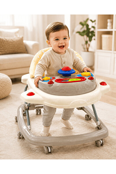 Baby Planet مشاية أطفال تفاعلية مزودة بمركز ألعاب ومقعد مبطن - مشاية تعليم ال...