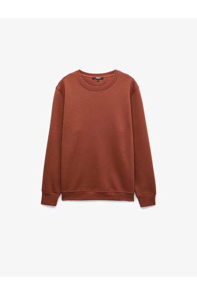Koton Cotton Long Sleeve Raised Crew Neck Men's Basic Sweatshirt