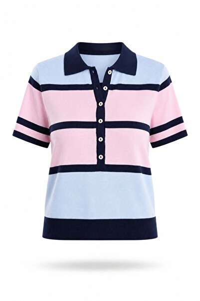 5in1Canpolat Lacivert Polo Yaka Önü Düğmeli Triko 5469