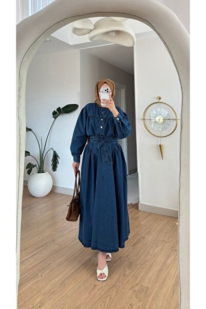 Colomer Women's Ruched Detail Shirt and Ruched Detail Skirt Denim Suit
