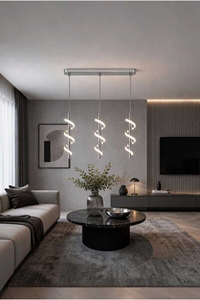Elizim Home Lighting 3’lü Krom Burgu LED Sarkıt Avize – Gold Modern Dekoratif...