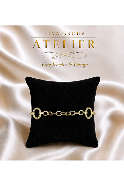 Liva Group Atelier Premium Quality Women's Bracelet with Laser Chain Ring Detail