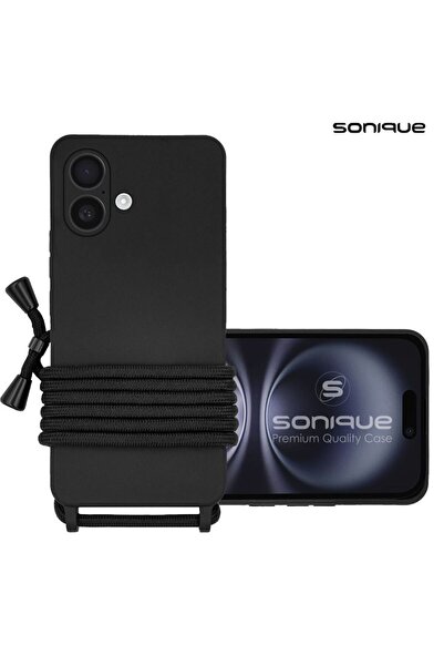 OEM Θήκη Σιλικόνης με Κορδόνι CarryHang Sonique Apple iPhone 16 Plus Μαύρο