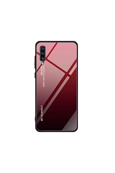 OEM Glass Case Samsung Galaxy A70/A70s Μαύρο / Κόκκινο