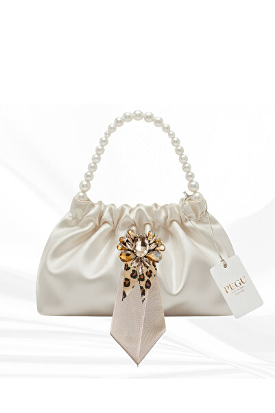 pegu baby collection Ekru Satin Crystal Glass Stone Design Made with Pearl Ha...