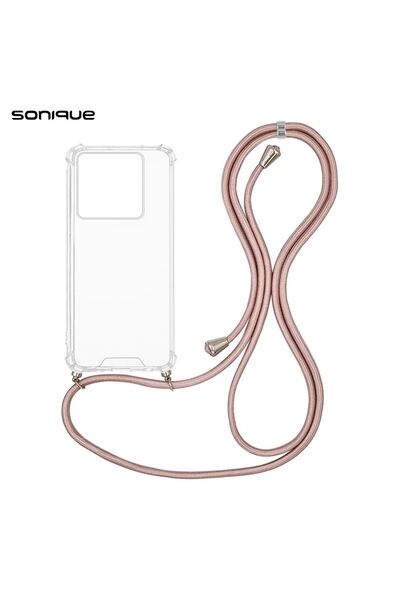 OEM Θήκη Σιλικόνης με Κορδόνι Sonique Armor Clear Xiaomi Poco M7 Pro 5G Ροζ Χ...