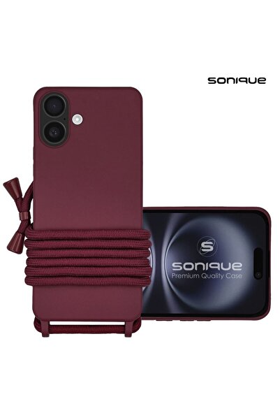 OEM Θήκη Σιλικόνης με Κορδόνι CarryHang Sonique Apple iPhone 16 Plus Μπορντό