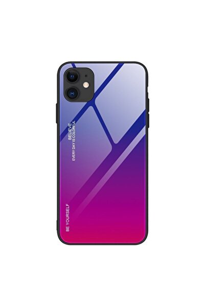 OEM Glass Case Apple iPhone 12 / iPhone 12 Pro Μπλε / Ματζέντα