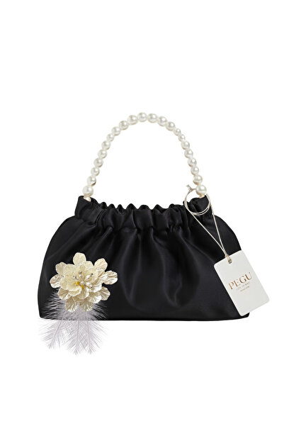pegu baby collection Black Satin Crystal Glass Stone Design, Handmade Pearl H...