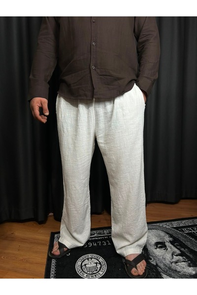 Baggy Kalıp Keten Pantolon