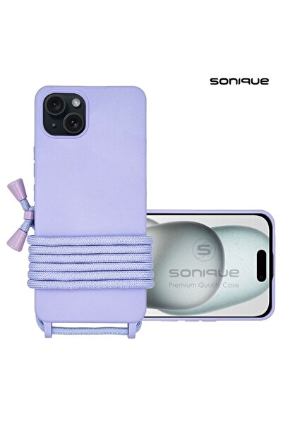 OEM Θήκη Σιλικόνης με Κορδόνι CarryHang Sonique Apple iPhone 15 Plus Λιλά