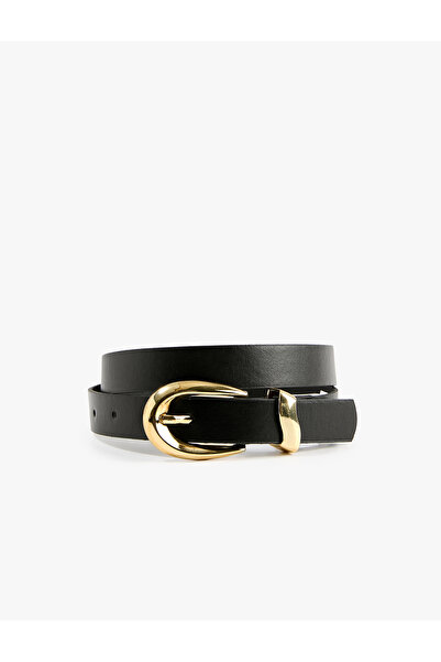 Koton Faux Leather Belt with Metal Buckle Detail