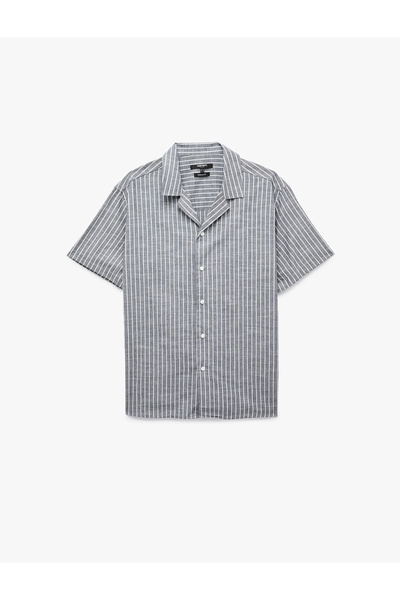 Koton Regular Fit Turn-Down Collar Short Sleeve Striped Shirt