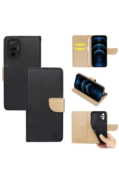 OEM Θήκη Πορτοφόλι Sonique Trend Wallet Xiaomi Redmi Note 10 Pro Μαύρο / Χρυσό