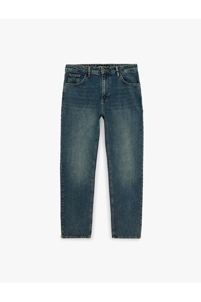 Koton Pantaloni din denim cu buzunare din bumbac, talie normală, croială drea...