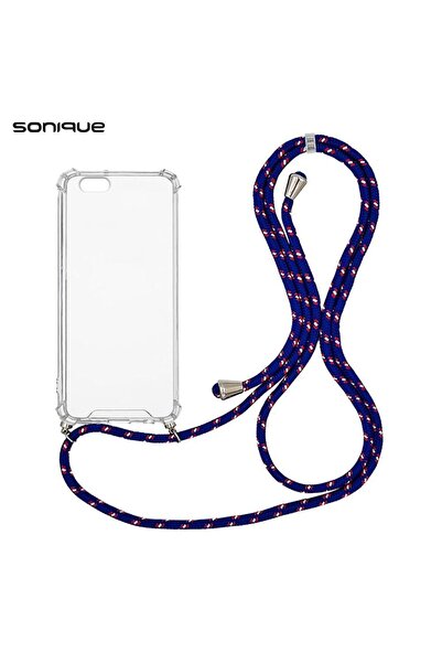 OEM Θήκη Σιλικόνης με Κορδόνι Sonique Armor Clear Apple iPhone 6/6s Rainbow Μπλε