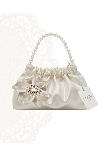 pegu baby collection Ekru Satin Crystal Glass Stone Design Made with Pearl Ha...