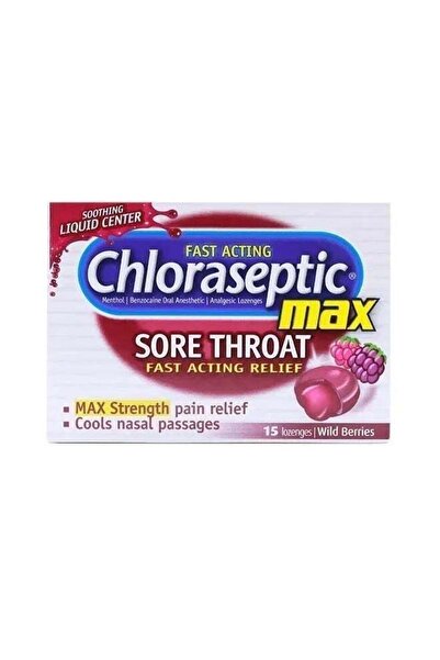 chloraseptic Max Fast Acting Sore Throat Relief Lozenges, Wild Berries, 15 Count