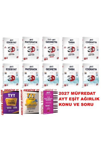 3D Yayınları AYT 2027 MÜFREDAT EŞİT AĞIRLIK KONU ANLATIM VE SORU BANKASI FULL...