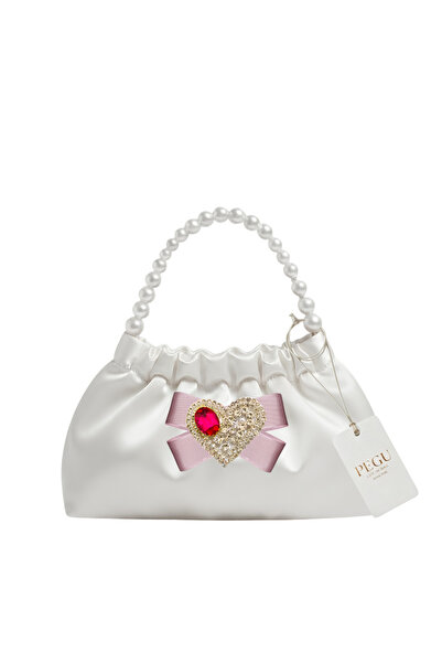 pegu baby collection White Satin Crystal Glass Stone Design, Handmade Pearl H...