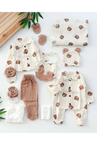 hümabebe Teddy Bear Heads Summer Muslin Newborn Set of 10
