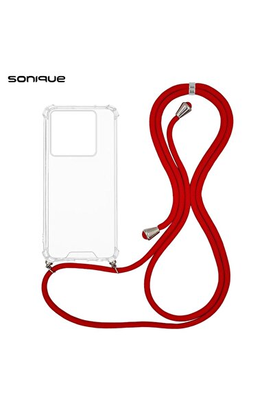 OEM Θήκη Σιλικόνης με Κορδόνι Sonique Armor Clear Xiaomi Poco M7 Pro 5G Κόκκινο