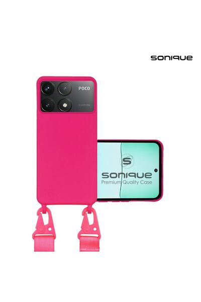 OEM Θήκη Σιλικόνης με Strap CarryHang Sonique Xiaomi Poco F6 Pro 5G Φούξια