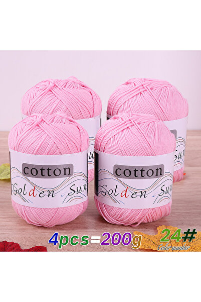 Choice 24 Pink 200g 100% Pure Cotton Yarn, Medium-Thin Crochet Thread, Handma...