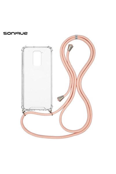 OEM Θήκη Σιλικόνης με Κορδόνι Sonique Armor Clear Xiaomi Redmi Note 9 Ροζ