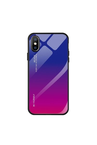 OEM Glass Case Apple iPhone XS MAX Μπλε / Ματζέντα
