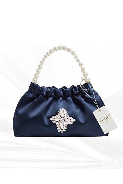 pegu baby collection Dark Blue Satin Crystal Glass Stone Design, Handmade Pea...