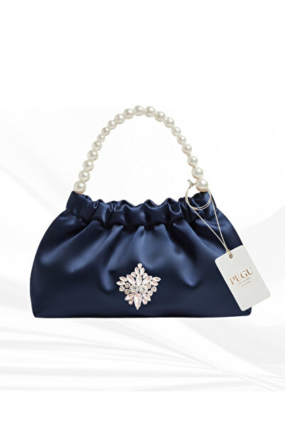 pegu baby collection Dark Blue Satin Crystal Glass Stone Design, Handmade Pea...