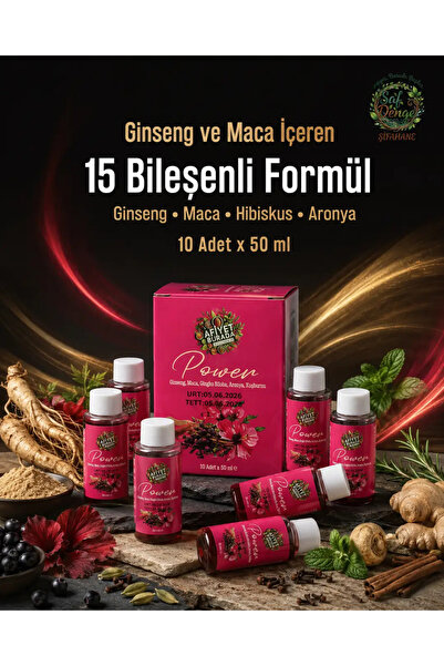 afiyet burada Power Shot 10 Adet x 50 ml. - Ginseng Özü, Hibisküs, Demirdiken...