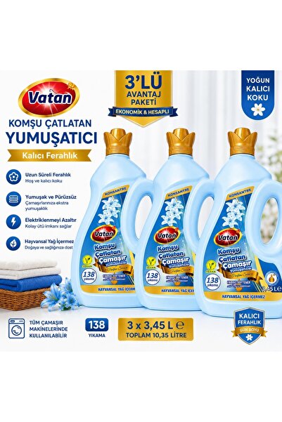 Genel Markalar Vatan Komşu Çatlatan Çamaşır Yumuşatıcı 3.45 Lt 3 Lü Set