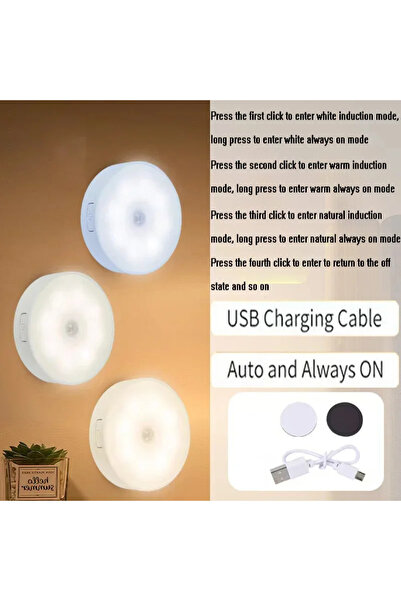 Choice 3Color 2Pcs 2~6 Pack Motion Sensor LED Night Light USB Rechargeable 3 ...