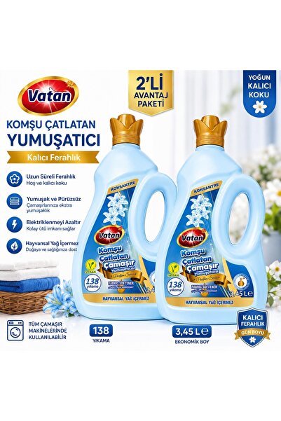 Genel Markalar Vatan Komşu Çatlatan Çamaşır Yumuşatıcı 3.45 Lt 2 Li Set