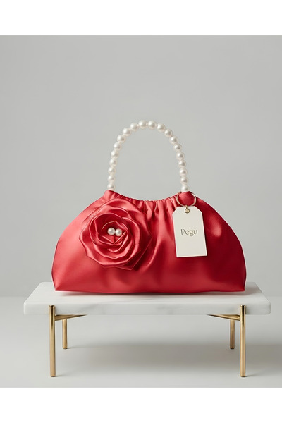 pegu baby collection ΣΕΙΡΑ ROYALE ΚΟΚΚΙΝΗ ΣΑΤΕΝ ΤΣΑΝΤΑ ΜΕ ΠΕΡΛΕΝΕΣ ΛΑΒΕΣ, ΜΕ ...