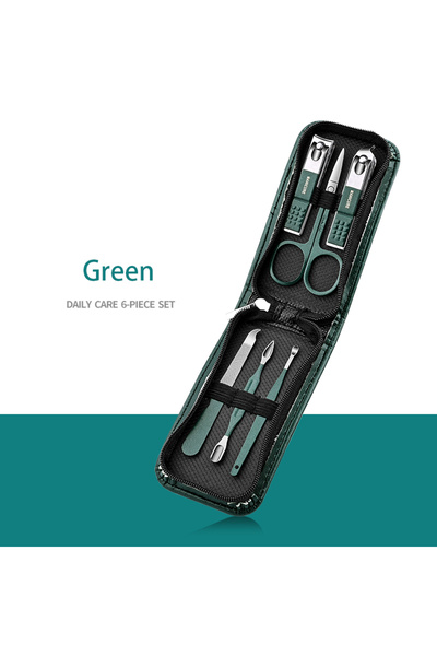 Choice Green 6pcs set 6-9 Pcs Manicure Set With Leather Case Professional Foo...