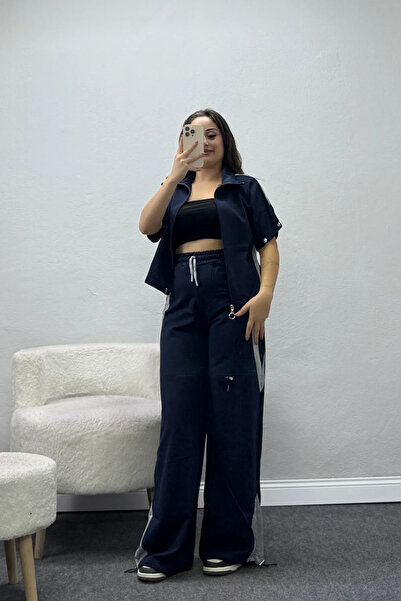 BELENDİR Women's 2 Threaded Tracksuit Set with Snap Fasteners Lacigri