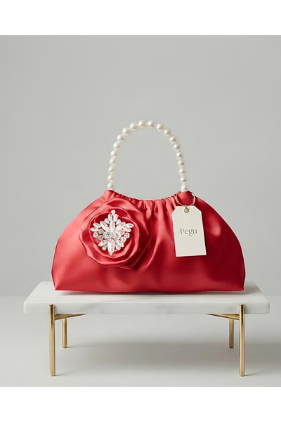 pegu baby collection ΣΕΙΡΑ ROYALE ΚΟΚΚΙΝΗ ΣΑΤΕΝ ΤΣΑΝΤΑ ΜΕ ΠΕΡΛΕΝΕΣ ΛΑΒΕΣ, ΜΕ ...