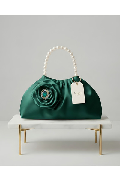 pegu baby collection Royale Series Emerald Green Pearl Handle, Ruffled Rose P...