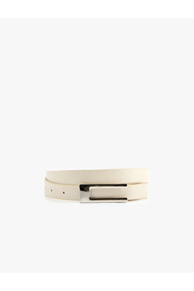 Koton Rectangular Metal Buckle Detailed Faux Leather Belt