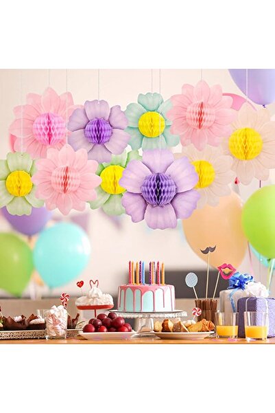 TERRIFI Giant Paper Flowers for Wall Decoration 18 Pieces 3D Honeycomb Tissue...