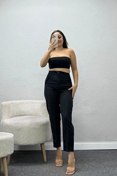 BELENDİR Women's Zra Crepe Carrot Trousers Black